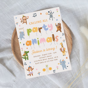 Invitation Tous les fêtards Animaux Safari Fête d'anniversair