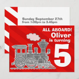 Invitation Tous les garçons à bord train anniversaire invitat