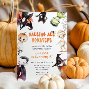 Invitation Tous les monstres mignons Fête déguisée Halloween