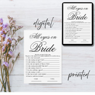 Invitation Tous les yeux sur la mariée Jeu simple de baby sho