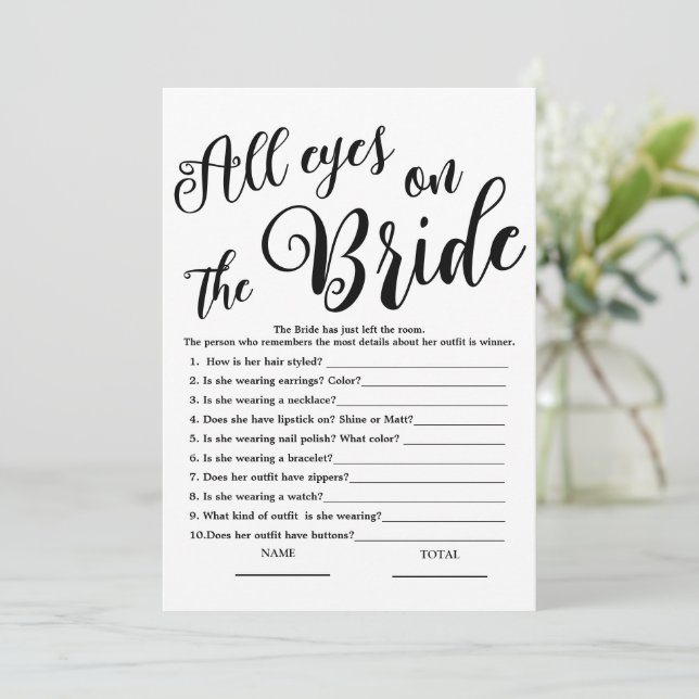 Invitation Tous les yeux sur le jeu de Fête des mariées Bride (Debout devant)