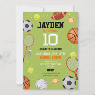 Invitation Tous Sports Anniversaire Fête Football Football So