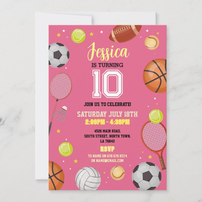 Invitation Tous Sports Anniversaire Football Football Soccer  (Devant)