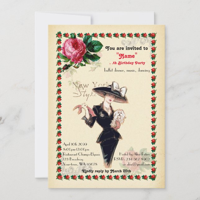 Invitation tout âge, 60e, Fête d'anniversaire, Gatsby, Art-Dé (Devant)