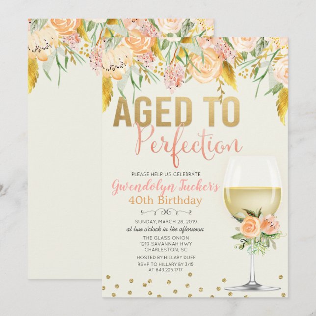 Invitation TOUT ÂGE - Âgé à la perfection Anniversaire Invita (Devant / Derrière)