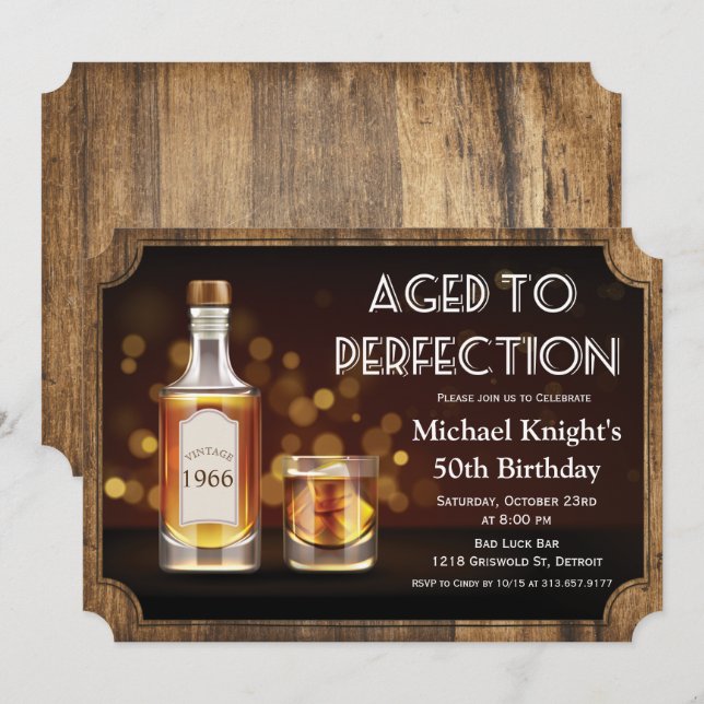 Invitation TOUT ÂGE - Âgé à la perfection Whiskey Anniversair (Devant / Derrière)