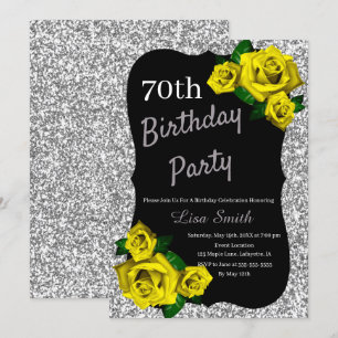 Invitation Tout âge Anniversaire Argent Parties scintillant R