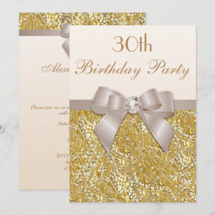 Invitation Tout âge Anniversaire Gold Parties scintillant Dia