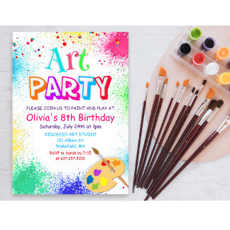 Invitation TOUT AGE Art Party Paint Party Anniversaire Invita