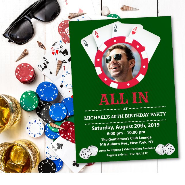 Invitation TOUT ÂGE - Casino Vegas Photo Anniversaire Invitat (Créateur téléchargé)