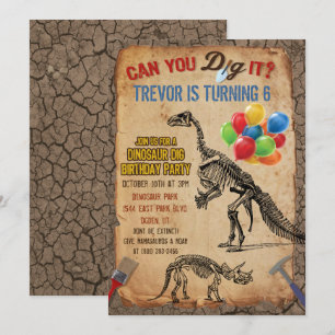 Invitation TOUT ÂGE - Dinosaur Dig Anniversaire Fête Invitati