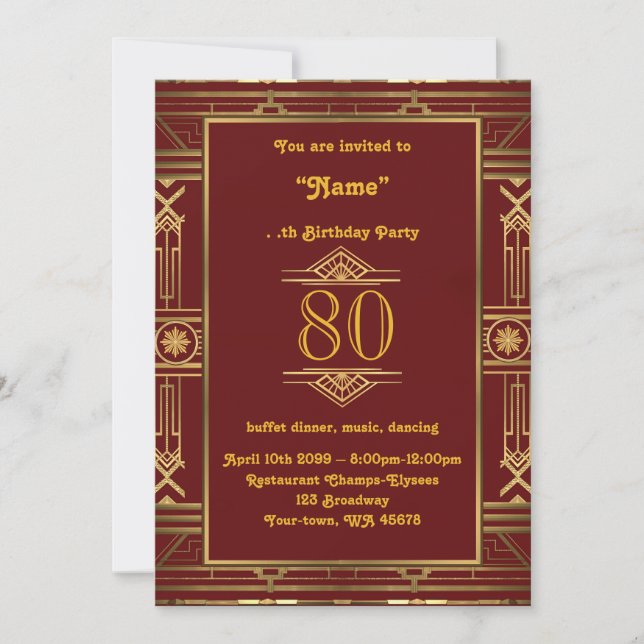Invitation tout âge Femme de fête d'anniversaire, Homme de fê (Devant)