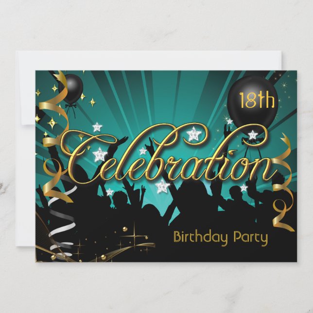 Invitation Tout âge Fête d'anniversaire Ados ou adultes (Devant)