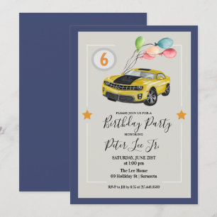 Invitation TOUT ÂGE - Fête d'anniversaire de garçon de voitur