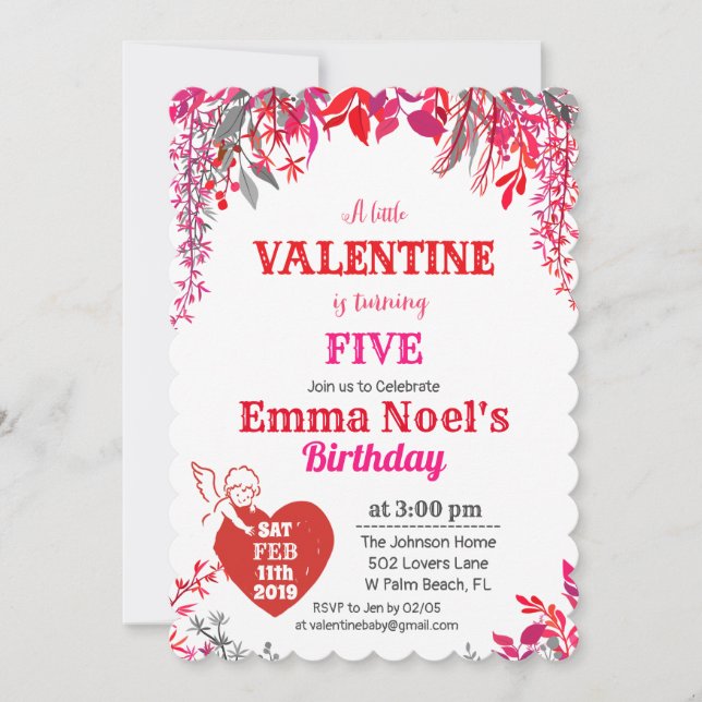 Invitation TOUT AGE Floral Valentine's Day Anniversaire Invit (Devant)