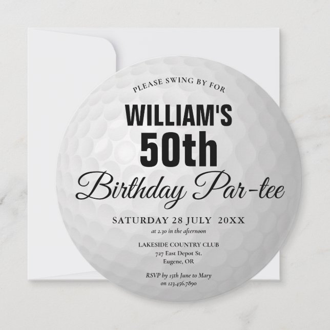 Invitation Tout âge Golf Anniversaire Fête Golf Ball (Devant)