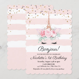 Invitation TOUT ÂGE - Paris Unicorn Floral Anniversaire Invit