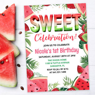 Invitation TOUT ÂGE - Pastèque Fruit Aquarelle Anniversaire