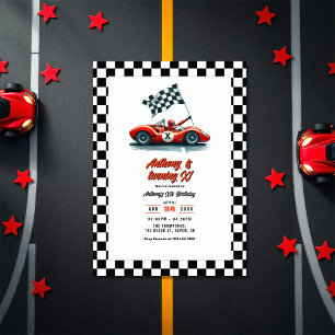 Invitation Tout âge Personnalisable Voiture de course Anniver