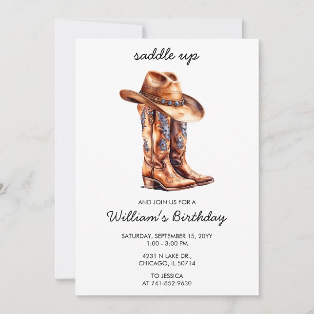 Invitation Tout âge Saddup Rustic Western Anniversaire Party (Devant)