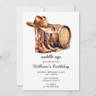 Invitation Tout âge Saddup Rustic Western Anniversaire Party