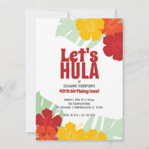 Invitation TOUT ÂGE tropical fête d'anniversaire classique lu