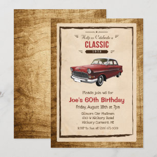 Invitation TOUT ÂGE - Voiture classique Vintage Anniversaire 