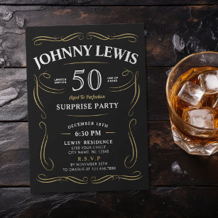 Invitation Tout âge whiskey thème surprise 50e anniversaire