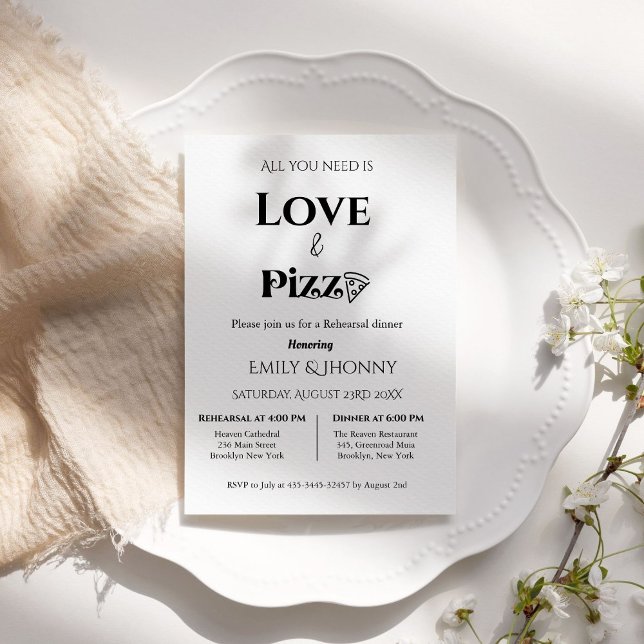 Invitation Tout ce dont vous avez besoin est l'amour & Pizza  (Créateur téléchargé)