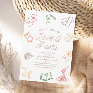 Invitation Tout ce dont vous avez besoin est Love & Pasta Fêt