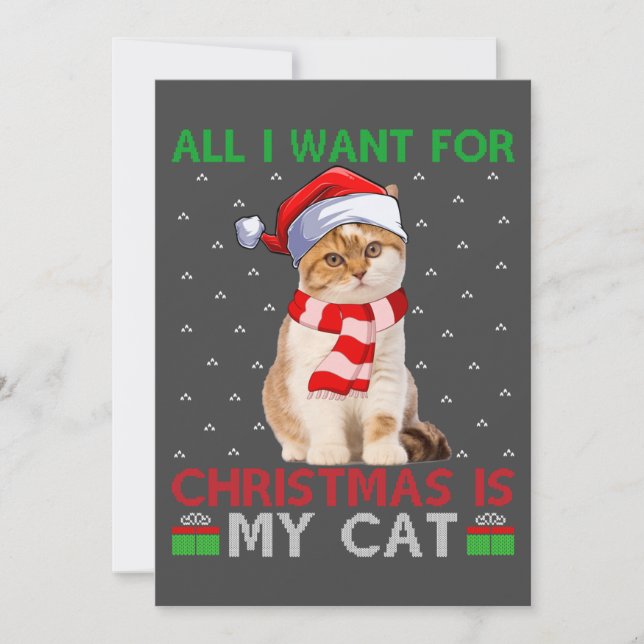 Invitation Tout Ce Que Je Veux Pour Noël Est Mon Chat Vilain  (Devant)