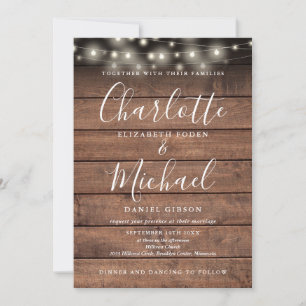 Invitation Tout dans One Rustic Wood String Lights Wedding