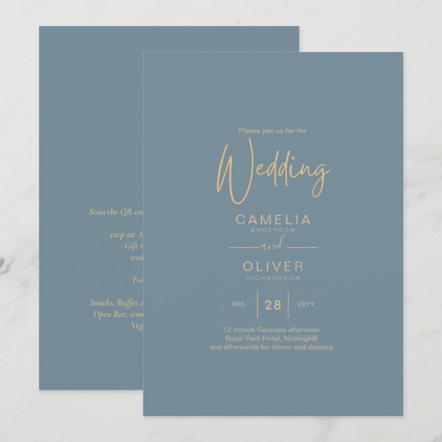 Invitation Tout-en-1 Elégant verre de mer Turquoise Mariage o (Devant / Derrière)