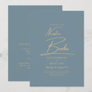 Invitation Tout-en-1 Elégant verre de mer Turquoise or Nuestr
