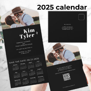 Invitation Tout En Un 2025 mariage calendrier photo unique date de sauve