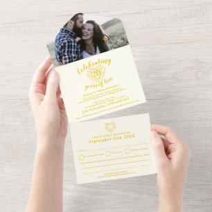 Invitation Tout En Un 20e anniversaire de mariage Noces de Diamant répon