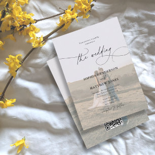 Invitation Tout en un 2 Photos Mariage Calligraphie Moderne