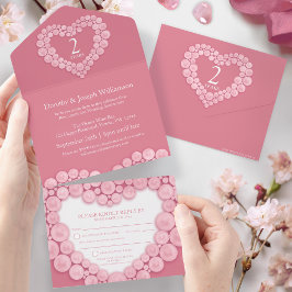 Invitation Tout En Un 2e anniversaire mariage rose quartz