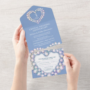 Invitation Tout En Un 3e anniversaire mariage cristal bleu clair