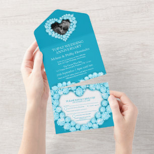 Invitation Tout En Un 4e topaz mariage anniversaire photo bleu