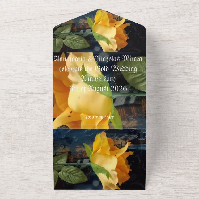 Invitation Tout En Un 50e anniversaire de mariage d'or (Dehors)
