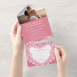 Invitation Tout En Un 5e anniversaire de mariage photo de quartz rose ro