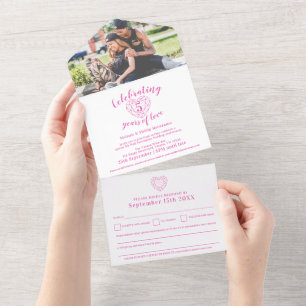 Invitation Tout En Un 5e anniversaire de mariage Tourmaline rose réponse