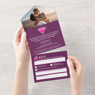 Invitation Tout En Un 5e anniversaire mariage fête tourmaline rose