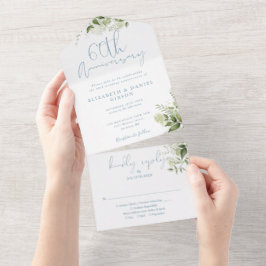 Invitation Tout En Un 60th Wedding Anniversary Greenery Floral