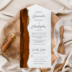 Invitation Tout En Un Agate Burnt Orange Gold Script