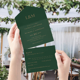 Invitation Tout En Un All Inclusive Emerald Green Mariage simple RSVP