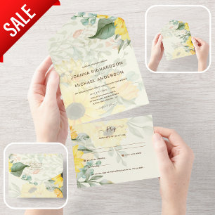 Invitation Tout En Un All Inclusive Summer Sunflowers Wedding RSVP