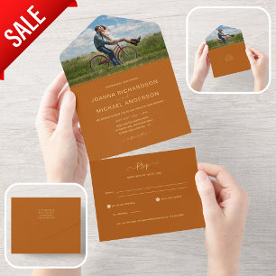 Invitation Tout En Un All Inclusive Terracotta Orange PHOTO Wedding RSVP