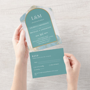 Invitation Tout En Un All Inclusive Turquoise Turquoise Wedding RSVP